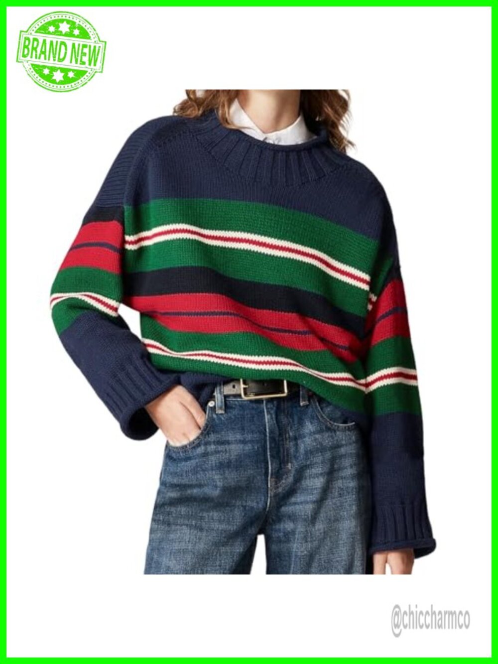 Oversized Roll Neck Sweater Long Sleeve Pullover Knit Top